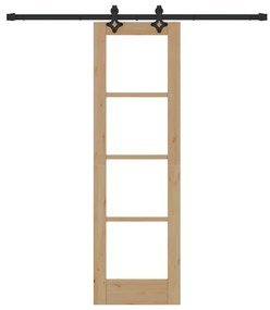 vidaXL Συρόμενη Πόρτα Καφέ 61 x 198.5 εκ. Ξύλο και μέταλλο