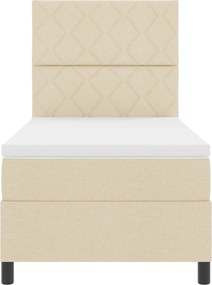 vidaXL Κρεβάτι με ελατήρια με κεφαλάρι Κρεμ 100 x 200 cm ύφασμα