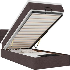 vidaXL Οθωμανικό κρεβάτι με στρώμα σκούρο καφέ 90x200cm ύφασμα