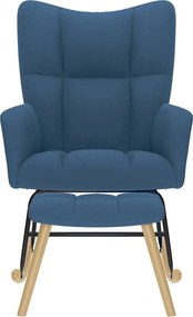 vidaXL Πολυθρόνα Κουνιστή Μπλε Υφασμάτινη με Υποπόδιο