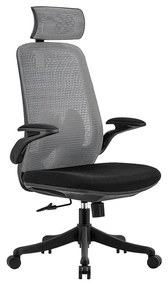 WOODWELL BF3950 Πολυθρόνα Γραφείου Διευθυντή, Mesh Γκρι, Ύφασμα Μαύρο 72x63x113/123cm ΕΟ615,2