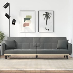 Καναπές Κρεβάτι με Ποτηροθήκες Σκούρο Γκρι Υφασμάτινος - Γκρι
