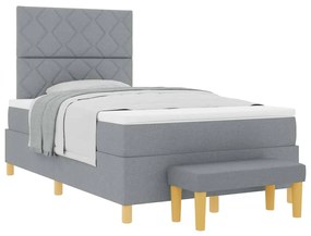 vidaXL Κρεβάτι με ελατήρια με στρώμα Ανοιχτό γκρι 120 x 200 cm ύφασμα