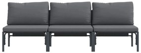 vidaXL Εξωτερικά Έπιπλα 3 pcs Ανθρακί 80 x 80 x 71 cm Ατσάλι