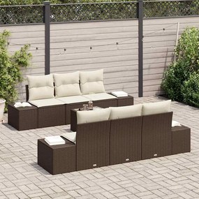 vidaXL Σετ Καναπέ Κήπου 7 pcs Καφέ Πολυ ράταν