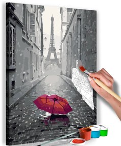 Πίνακας για να τον ζωγραφίζεις - Paris (Red Umbrella) 40x60