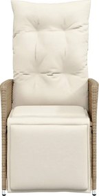 vidaXL Πολυθρόνες Κήπου Ανακλ/νες 2 τεμ. Μπεζ Συνθ. Ρατάν + Μαξιλάρια