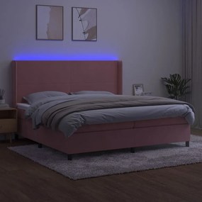 ΚΡΕΒΑΤΙ BOXSPRING ΜΕ ΣΤΡΩΜΑ &amp; LED ΡΟΖ 200X200 ΕΚ. ΒΕΛΟΥΔΙΝΟ 3139468