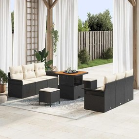 vidaXL Σετ Καναπέ Κήπου 9 pcs Μαύρο συνθετικό ρατάν