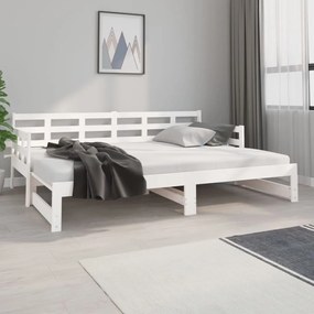 vidaXL Καναπές Κρεβάτι Συρόμενος Λευκός 2x(80x200) εκ. από Μασίφ Πεύκο