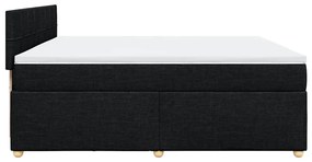 vidaXL Κρεβάτι Boxspring με Στρώμα Μαύρο 200x200 εκ. Υφασμάτινο