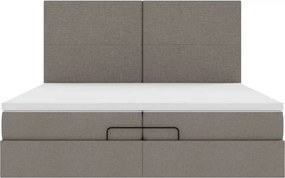 vidaXL Οθωμανικό κρεβάτι με στρώματα Taupe 200x200cm ύφασμα