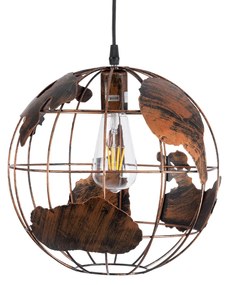 GloboStar EARTH 01662 Vintage Industrial Κρεμαστό Φωτιστικό Οροφής Μονόφωτο 1 x E27 AC220-240V IP20 - Φ30 x Υ30cm - Καφέ Σκουριά Μεταλλικό Πλέγμα - 5 Χρόνια Εγγύηση