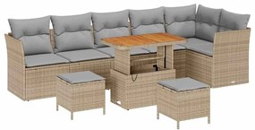 vidaXL Σετ Καναπέ Κήπου 9 pcs Μπεζ συνθετικό ρατάν