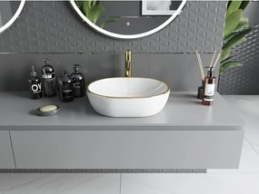 Mexen Viki νιπτήρας επιτραπέζιος 48 x 35 cm, λευκός/χρυσό χείλος - 21054805