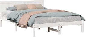 vidaXL Σκελετός Κρεβατιού Λευκό 140 x 200 cm Μασίφ ξύλο πεύκου