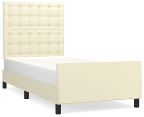 vidaXL Πλαίσιο Κρεβατιού με Κεφαλάρι Κρεμ 100x200 εκ. Συνθετικό Δέρμα