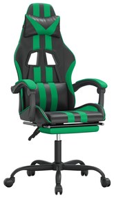 vidaXL Καρέκλα Gaming Μασάζ Υποπόδιο Μαύρο/Πράσινο από Συνθετικό Δέρμα