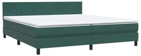 vidaXL Κρεβάτι Boxspring με Στρώμα Σκούρο Πράσινο 200x210εκ. Βελούδινο