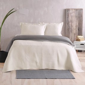 Κουβερλί Allure 02 Double Face (Σετ 3τμχ) Ecru-Grey Ρυθμός Queen Size 220x240cm Microfiber