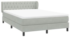 Κρεβάτι Boxspring με Στρώμα Ανοιχτό Γκρι 160x220 εκ. Βελούδινο - Γκρι