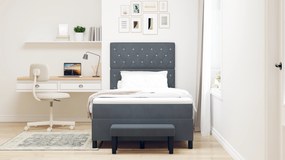 vidaXL Κρεβάτι με Στρώμα & Πάγκο Σκούρο Γκρι 120x200 εκ. Βελουτέ