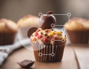 Intra Συλλεκτικό Ξύλινο Παζλ Plywood  4mm - Cupcakes με κάλυμμα μήλου και τσιπς σοκολάτας Σε Ξύλινο Κουτί - Διαστάσεις: 10x10 cm – 25 κομμάτια