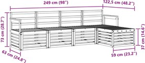 vidaXL Σειρά Καναπέ Εξωτερικού 5 τμχ. 5-θέσια Λευκό