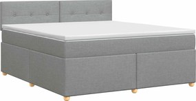 vidaXL Κρεβάτι box spring με στρώμα Ανοιχτό γκρι 180 x 200 cm Ύφασμα