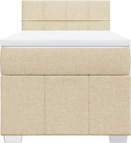 vidaXL Κρεβάτι Boxspring με Στρώμα Κρεμ 100 x 200 εκ. Υφασμάτινο