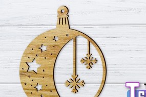 Σετ των 3 Intra απο ξύλο plywood 3mm-4mm πάχος Χριστουγεννιάτικο στολίδι Δίασταση 8x8 cm INTRAFABR-36318489