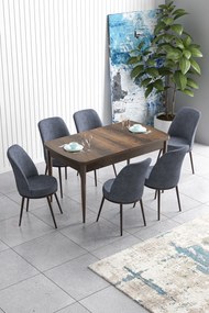 Extendable Dining Table &amp; Chairs Set (7 Pieces) Han - Baroque, Fume Baroque
Fume