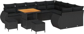 vidaXL Σετ Καναπέ Κήπου 12 pcs Μαύρο συνθετικό ρατάν
