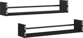 vidaXL Ράφι Τοίχου Επιτοίχιο 2 pcs Μαύρη Οξυά 80 x 16 x 14 cm