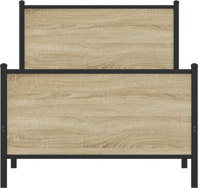 vidaXL Σκελετός Κρεβ. Χωρίς Στρώμα Sonoma Δρυς 90x190 εκ. Μεταλλικό