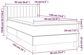 vidaXL Κρεβάτι Boxspring με Στρώμα Μαύρο 90x190 εκ.Υφασμάτινο