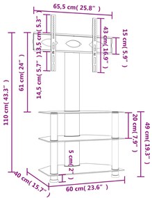 Βάση Τηλεόρασης Γωνιακή 3 Επιπέδων για 32-70 Ιντσών Μαύρη/Ασημί - Μαύρο