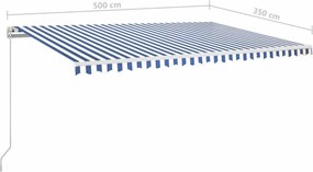 vidaXL Τέντα Συρόμενη Χειροκίνητη Μπλε / Λευκό 500x350 εκ.