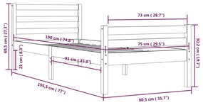 Πλαίσιο Κρεβατιού Μελί 75x190 εκ. Ξύλο Πεύκου Small Single - Καφέ