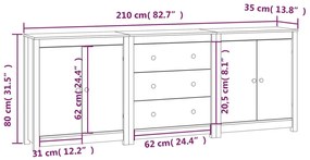 Συρταριέρα 210x35x80 εκ. από Μασίφ Ξύλο Πεύκου - Καφέ