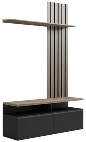 Σύνθετο σαλονιού Perlento σε μαύρο με sonoma απόχρωση 140x41x219.5εκ 140x41x219.5 εκ.