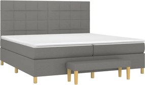 vidaXL Κρεβάτι Boxspring με Στρώμα Σκούρο Γκρι 200x200 εκ. Υφασμάτινο