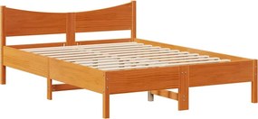 vidaXL Σκελετός Κρεβ. Χωρίς Στρώμα Καφέ Κεριού 135x190 εκ Μασίφ Πεύκο