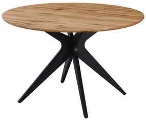 Τραπέζι Toda mdf σε sonoma απόχρωση με μαύρα μεταλλικά πόδια Φ120x75εκ