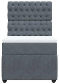 vidaXL Κρεβάτι Boxspring με Στρώμα Σκούρο Γκρι 90x200 εκ. Βελούδινο
