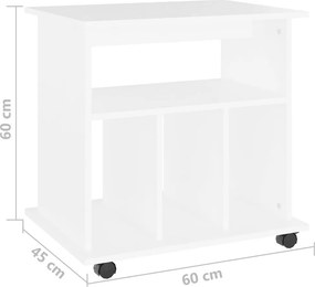vidaXL Ντουλάπι Τροχήλατο Λευκό 60 x 45 x 60 εκ. από Επεξ. Ξύλο