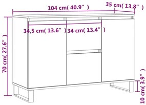 Μπουφές Sonoma Δρυς 104 x 35 x 70 εκ. από Επεξεργασμένο Ξύλο - Καφέ