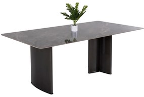 DINING TABLE HEFF  CERAMIC 12mmTOP IN BLACK MARBLE-MDF FRAME-FBLACK METAL LEGS 200x100x76Hcm.