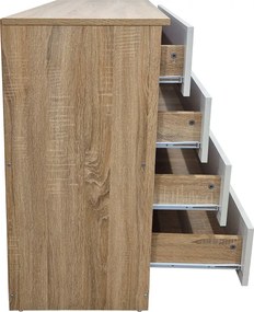 Συρταριέρα Athos pakoworld σε sonoma-λευκή απόχρωση 80x40x79εκ