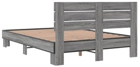 vidaXL Πλαίσιο Κρεβατιού Γκρι Sonoma 140x190 εκ. Επεξ. Ξύλο &amp; Μέταλλο